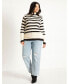 ფოტო #2 პროდუქტის Plus Size Striped Mock Neck Sweater