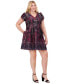 Фото #3 товара Plus Size Printed Jacquard Puff-Sleeve Dress