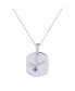 ფოტო #1 პროდუქტის Virgo Maiden Design 14K White Gold Blue Sapphire Stone Diamond Tag Pendant Necklace