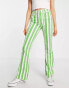 Фото #3 товара Topshop high waist stripe print flared trouser with front pockets in green