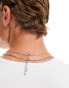 Faded Future figaro chain and black pendant multirow necklace in silver