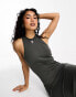 ONLY racer neck ribbed midi dress in charcoal