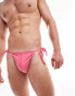 ASOS DESIGN stretch swim brief with tie sides in pink