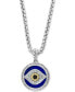 ფოტო #1 პროდუქტის EFFY® Multi-Gemstone & Diamond (1/10 ct. t.w.) Evil Eye 22" Pendant Necklace in Sterling Silver & 14k Gold
