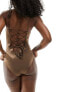 Фото #7 товара Monki tie back swimsuit in chocolate brown