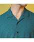 Men's Teal Green Self-Design Pom-Pom Shirt