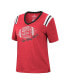 ფოტო #3 პროდუქტის Women's Heathered Scarlet Nebraska Huskers 15 Min Early Football V-Neck T-shirt