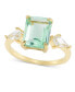 Фото #1 товара Gold-Tone Green Crystal & Cubic Zirconia Ring, Created for Macy's