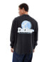 Фото #1 товара Dr Denim Reno long sleeve relaxed fit t-shirt with back graphic print in off black