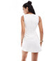 Forever New contrast structured lace bow mini dress in monochrome Schwarz/Elfenbein, 44 - фото #4