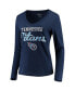 Фото #4 товара Women's Navy Tennessee Titans Post Season Long Sleeve V-Neck T-shirt