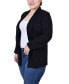 ფოტო #3 პროდუქტის Plus Size 3/4 Sleeve Ponte Blazer