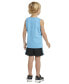 Фото #2 товара Little & Toddler Boys Sleeveless Logo Tank & Elastic-Waistband 3-Stripe Shorts, 2 Piece Set
