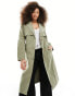 JDY long trench in light green