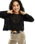 ONLY wide sleeve crochet top in black