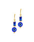 Gold-Tone or Silver-Tone Blue Beaded Accent Sibyl Hoops