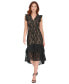 Women's V-Neck Ruffle-Trim Lace Dress