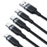 Фото #4 товара 4w1 Kabel przewód USB-A - USB-C 2x iPhone Lightning microUSB 1.2m czarny