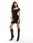 Фото #2 товара ASOS DESIGN super scoop neck cap sleeve mini dress in black