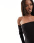 Фото #6 товара Vesper bardot long sleeve mini dress in black