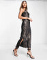 Фото #2 товара River Island animal print slip dress in bronze