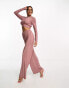 Collective the Label open back metallic knit top co-ord in rose