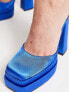 RAID Amira double platform heeled shoes in blue satin