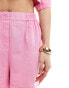 Фото #4 товара ASOS DESIGN boxer short with tab waistband in washed pink co-ord