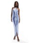 Фото #2 товара Rare London fringe detail halterneck midi dress in baby blue