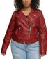 Фото #1 товара Plus Size Faux Leather Belted Motorcycle Jacket