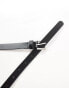 ASOS DESIGN smart leather skinny belt with silver buckle in black