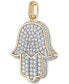 Фото #2 товара Esquire Men's Jewelry cubic Zirconia Pavé Hamsa Hand Pendant in Sterling Silver & 14k Gold-Plate, Created for Macy's