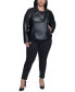 Plus Size Faux-Leather Asymmetric Moto Coat, Created for Macy's Черный, 0X - фото #1