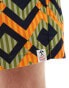 Hunky Trunks geo stripe swim shorts in green and orange