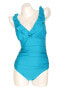 Фото #1 товара DKNY 300743 Women s Ruffle Plunge Tummy Control One Piece Swimsuit Size 6