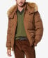 ფოტო #3 პროდუქტის Men's Down Bomber with Faux Fur Trim and Removable Hood