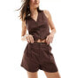 Фото #1 товара SNDYS linen tailored short co-ord in chocolate