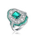 ფოტო #1 პროდუქტის Sterling Silver White Gold Plated Radiant and Baguette Cubic Zirconia Cocktail Ring