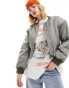 ASOS DESIGN shoulder pad bomber jacket in grey