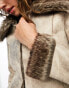 Reclaimed Vintage suede fur trim jacket in grey