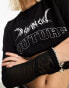 The Couture Club mesh layered crop t-shirt in black