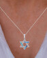 Фото #2 товара Lab-Created Blue Opal & Cubic Zirconia Star of David 18" Pendant Necklace in Sterling Silver