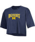 Фото #3 товара Women's Heather Navy Michigan Wolverines Boyfriend Cropped T-shirt