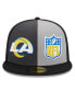 ფოტო #5 პროდუქტის Men's Gray, Black Los Angeles Rams 2023 Sideline 59FIFTY Fitted Hat