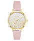 ფოტო #1 პროდუქტის Woman's Quartz Pink Faux Leather Band and Floral Pattern Watch, 36mm