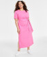 Фото #1 товара Trendy Plus Size Side-Tie Knit Midi Dress, Created for Macy's