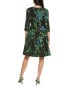 Фото #2 товара Carolina Herrera Elbow-Sleeve Silk-Lined A-Line Dress Women's