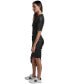 Фото #3 товара Women's Mesh-Yoke Foil Rib-Knit Asymmetric-Hem Dress