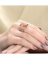 Фото #2 товара Sterling Silver 18K Rose Gold Plated Orange and White Cubic Zirconia Accent Ring