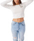 ფოტო #4 პროდუქტის Juniors' Reef Break Cotton Cropped Long-Sleeve T-Shirt